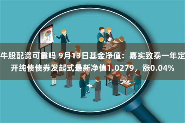 牛股配资可靠吗 9月13日基金净值：嘉实致泰一年定开纯债债券发起式最新净值1.0279，涨0.04%