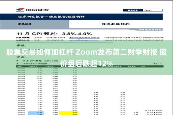 股票交易如何加杠杆 Zoom发布第二财季财报 股价盘后跌超12%