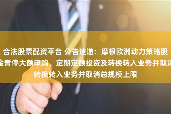 合法股票配资平台 公告速递：摩根欧洲动力策略股票(QDII)基金暂停大额申购、定期定额投资及转换转入业务并取消总规模上限